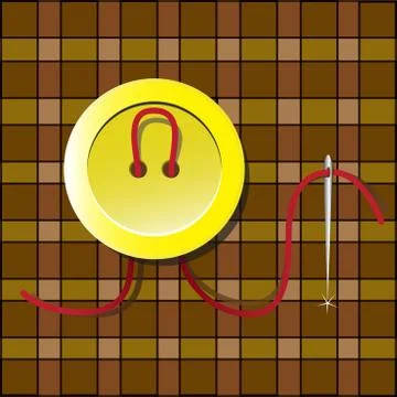 Button and needle Stock Illustration