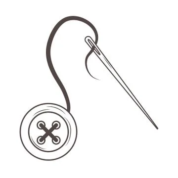 Button and needle of tailor shop design Stock Illustration