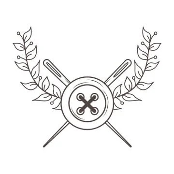Button and needle of tailor shop design Stock Illustration