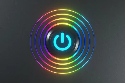 Button and switch with dark background,abstract conception ,3d rendering. Ilustração Stock