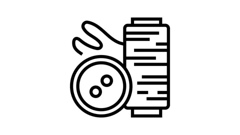 Button and thread thrift driven fashion line icon animation Stock Footage 326125058