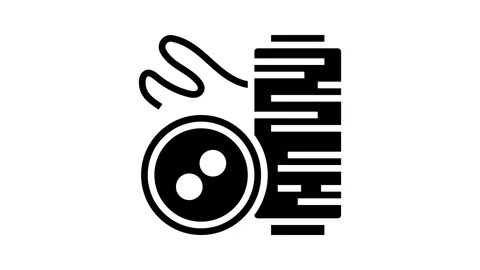 Button and thread thrift driven fashion glyph icon animation Stock Footage 326144725