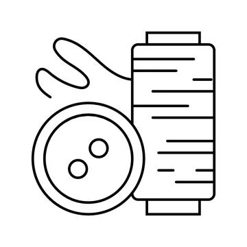 Button and thread thrift driven fashion line icon vector illustration Illustrazione stock