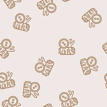 Button and thread thrift driven fashion line seamless pattern Illustrazione stock