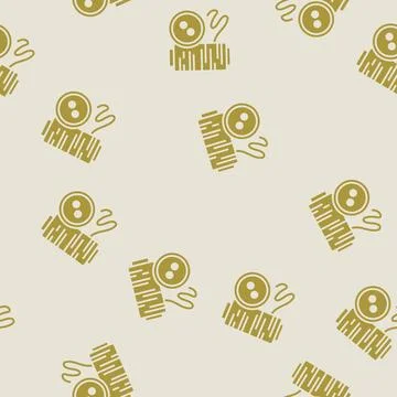 Button and thread thrift driven fashion glyph seamless pattern Stock Illustration