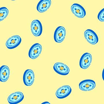 Button and thread thrift driven fashion isometric icon seamless pattern Stock Illustration