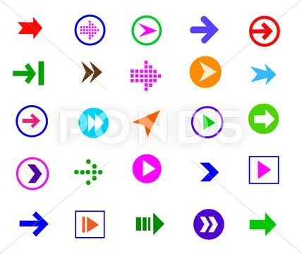Button arrow sign icon set Stock Illustration