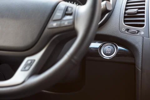 Button of automatic start and stop the engine car Stock Photos