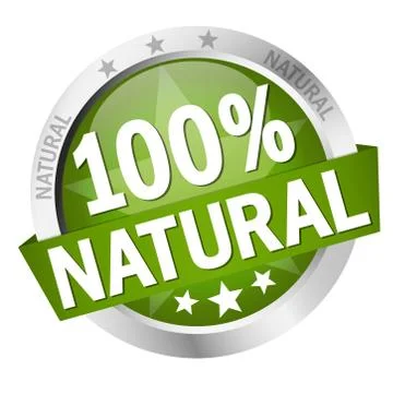 Button with Banner 100% natural Stock Illustration