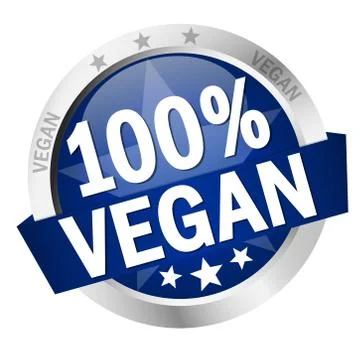 Button with Banner 100% vegan Stock Illustration