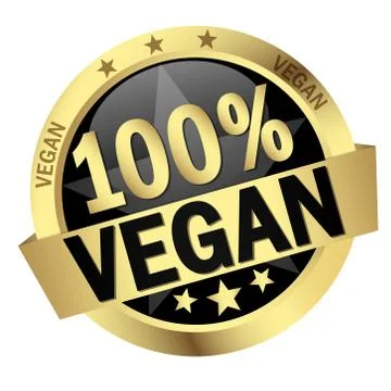 Button with Banner 100% vegan Stock Illustration