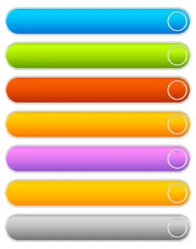 Button, banner background in 7 colors - horizontal, long button templates wit Ilustración de archivo