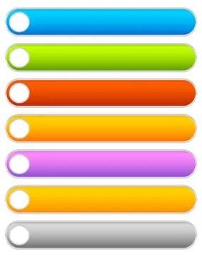 Button, banner background in 7 colors - horizontal, long button templates wit Ilustración de archivo