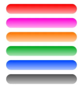 Button, banner bar shape design elements in 6 color Illustrazione stock