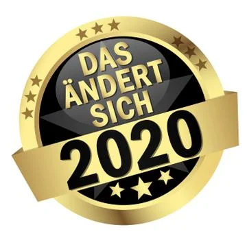 Button with Banner that changes in 2020 (in german) Stock Illustration