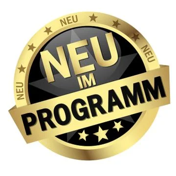 Button with Banner New in programm (in german) Stock Illustration