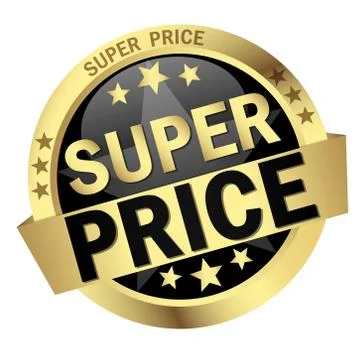 Button with Banner super price Stock Illustration