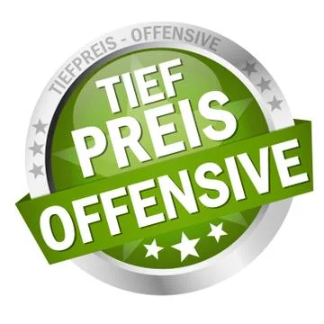 Button with Banner Tiefpreisoffensive Stock Illustration