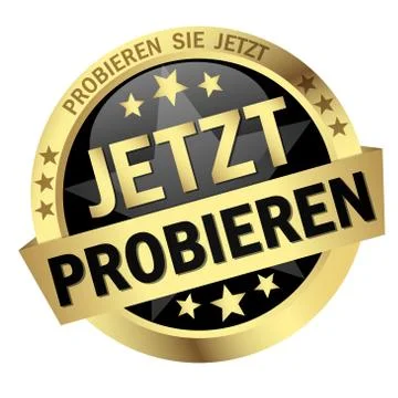 Button with Banner try now (in german) Stock Illustration