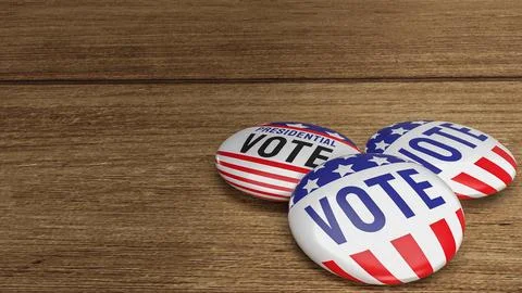 The Button Black Badge Brooch Decor for Vote concept 3d rendering Stock Illustration
