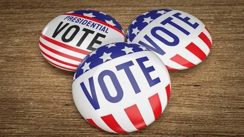 The Button Black Badge Brooch Decor for Vote concept 3d rendering Stock Illustration