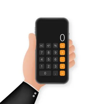 Button with black calculator smartphone. Mobile app interface. Phone display. Stock Illustration