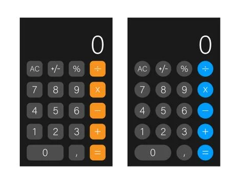 Button with black calculator smartphone. Mobile app interface. Phone display. Stock Illustration