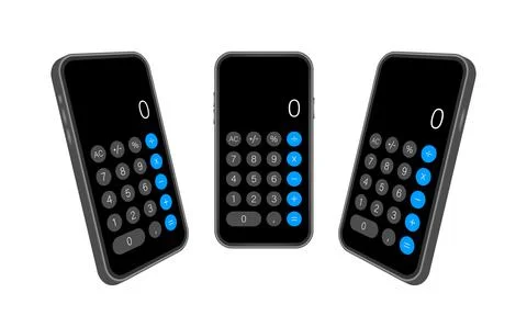Button with black calculator smartphone. Mobile app interface. Phone display Stock Illustration