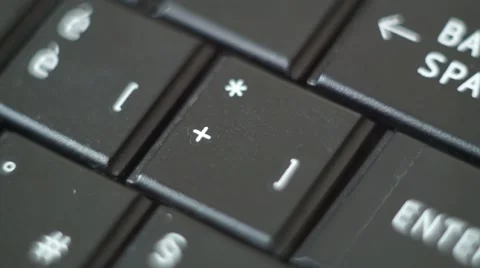 Button * + ] Black PC Keyboard Typing Stock Footage 47309931