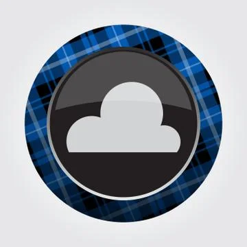 Button blue, black tartan - cloud, cloudy icon Stock Illustration