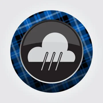 Button with blue, black tartan - rain, rainy icon Stock Illustration