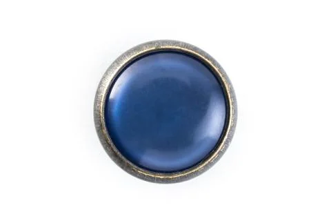 Button with blue stone on a white background Stock Photos