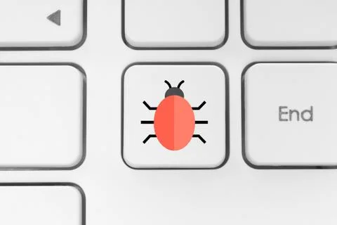 Button with a bug. Foto stock