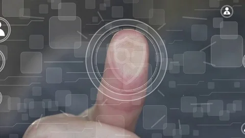 Button business shield security virus search magnifier loupe web Stock Footage 70200505