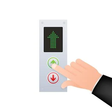 Button call elevator, lift. Finger on the button. Vector stock illustration. Stock Illustration