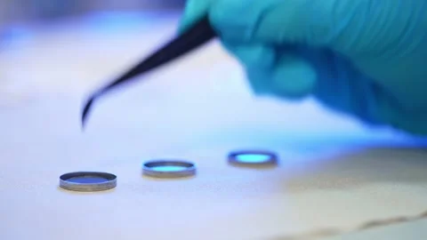 Button Cell Battery Assembly in a Lab Stock Footage 160257620