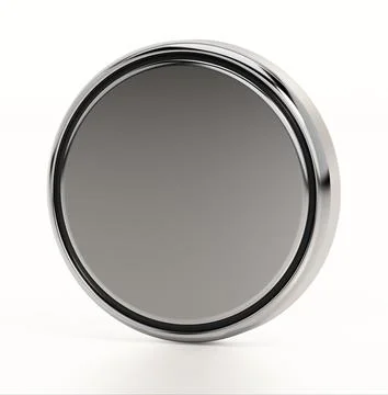 Button cell isolated on white background. 3D illustration 스톡 일러스트