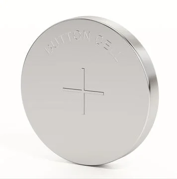 Button cell isolated on white background. 3D illustration 스톡 일러스트