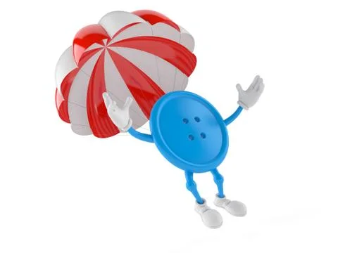 Button character with parachute Stockillustratie