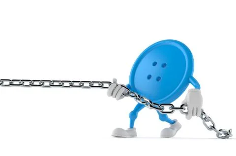 Button character pulling chain Stock Illustration