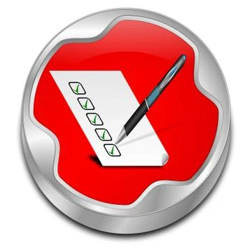 Button with check list - 3D illustration Stock Illustration