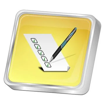 Button with check list - 3D illustration Stock Illustration