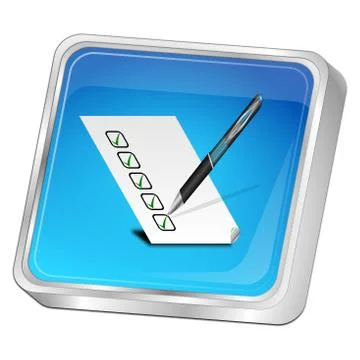 Button with check list - 3D illustration Stock Illustration