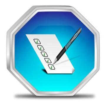 Button with check list - 3D illustration Stock Illustration