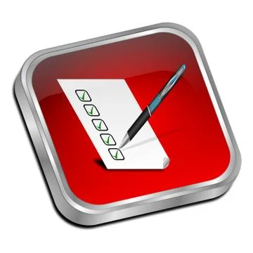 Button with check list - 3D illustration Stock Illustration
