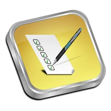 Button with check list - 3D illustration Stock Illustration