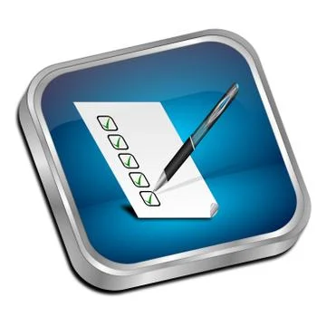 Button with check list - 3D illustration Stock Illustration