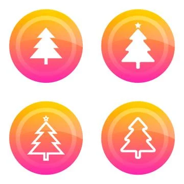Button Christmas tree, vector. Icon. Stock Illustration