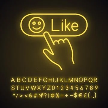 Like button click neon light icon Stock Illustration