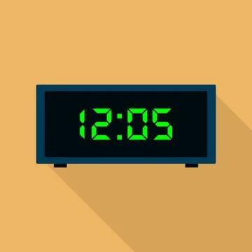 Button clock icon, flat style Stock Illustration